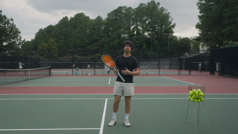 Tennis serve lesson at the service line